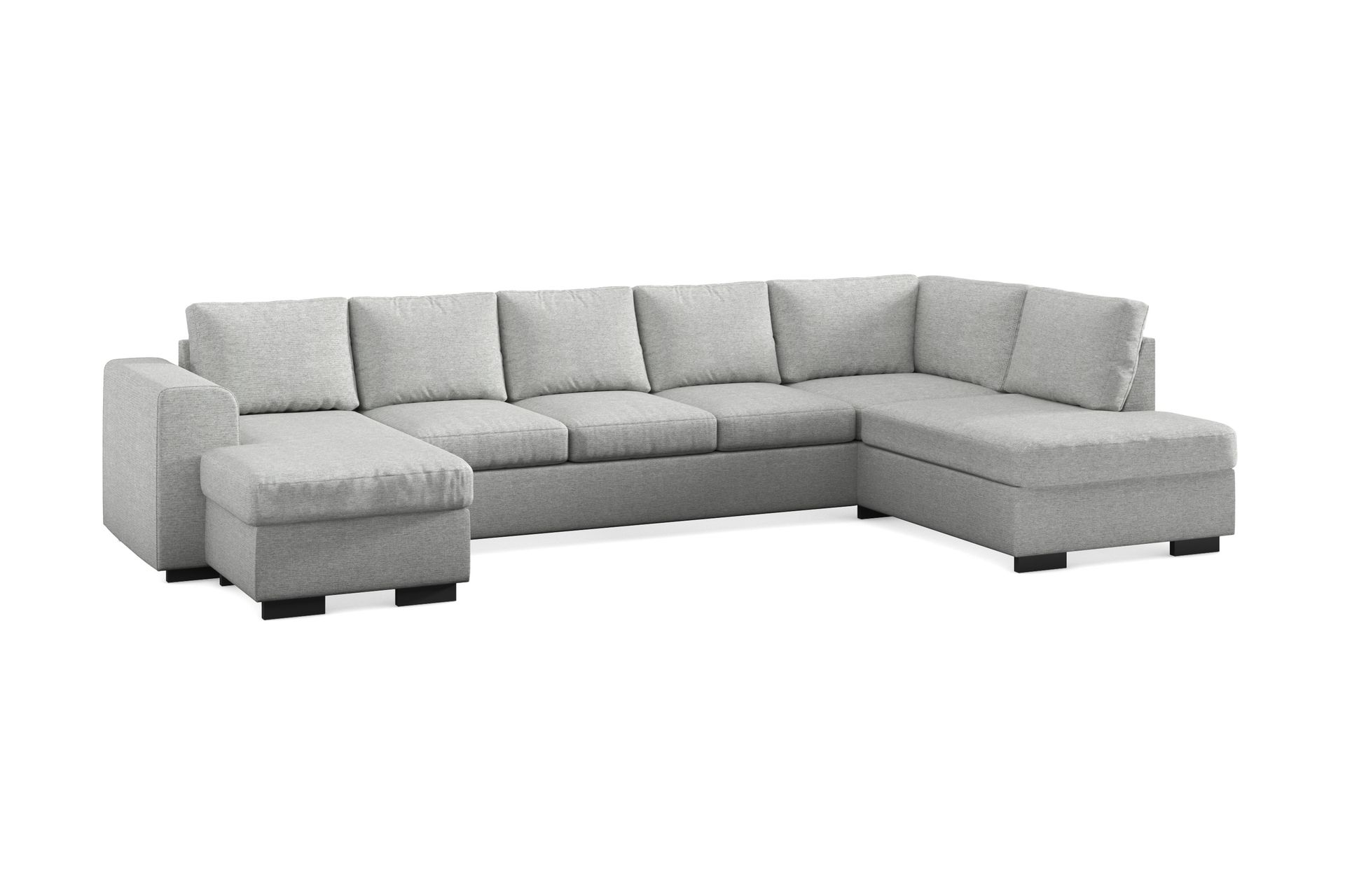 Link 5-seters Høyrevendt U-formet XX-Large Sofa med Divan og Sjeselong i Stoff - Lys grå - Møbler - Sofaer - U-sofa