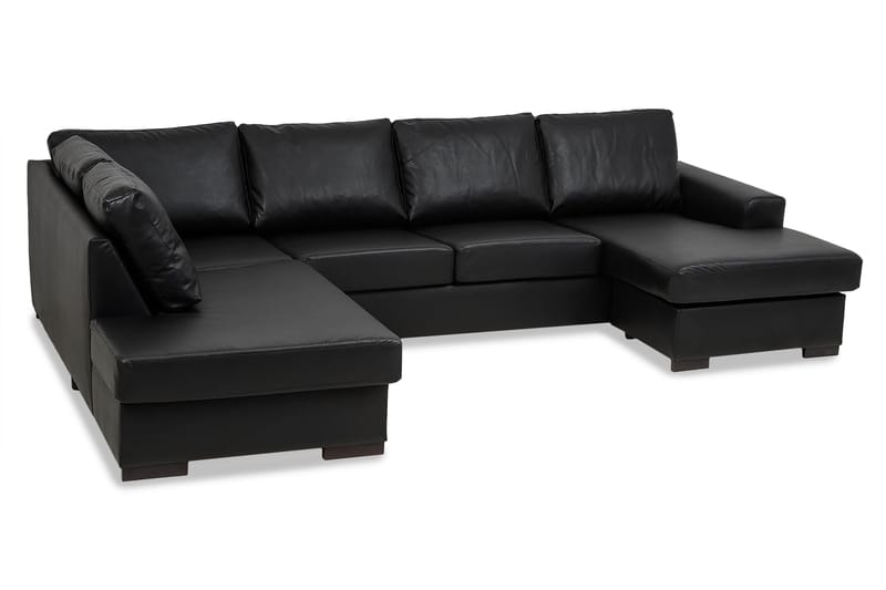 Link 5-seters Venstrevendt U-formet X-Large Sofa med Divan og Sjeselong i Kunstlær - Svart - Møbler - Sofaer - U-sofa