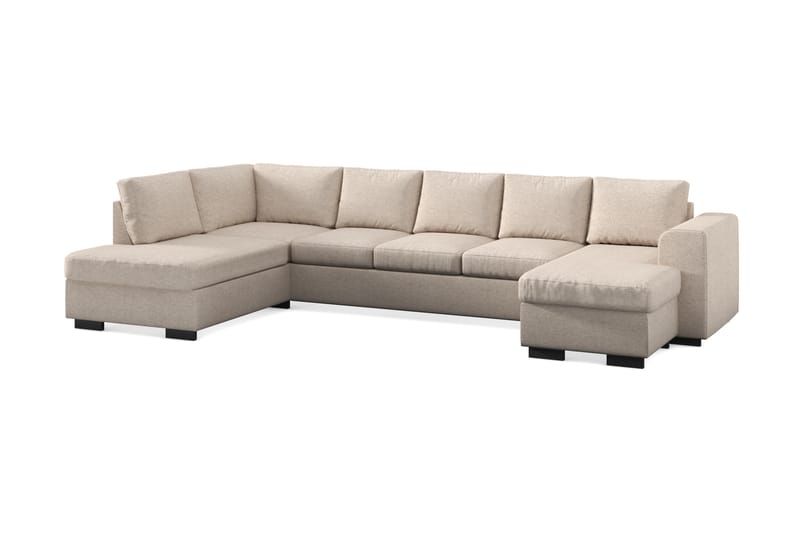 Link 5-seters Venstrevendt U-formet XX-Large Sofa med Divan og Sjeselong i Stoff - Beige - Møbler - Sofaer - U-sofa