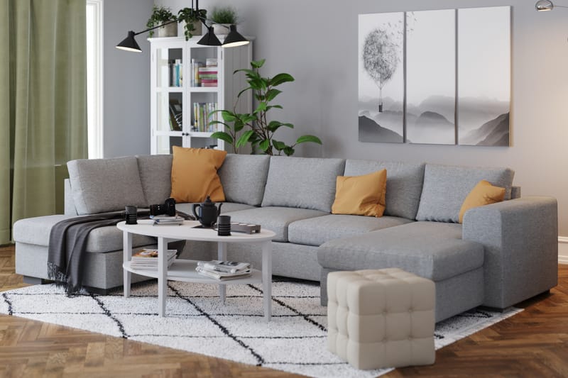 Link 5-seters Venstrevendt U-formet XX-Large Sofa med Divan og Sjeselong i Stoff - Lys grå - Møbler - Sofaer - U-sofa
