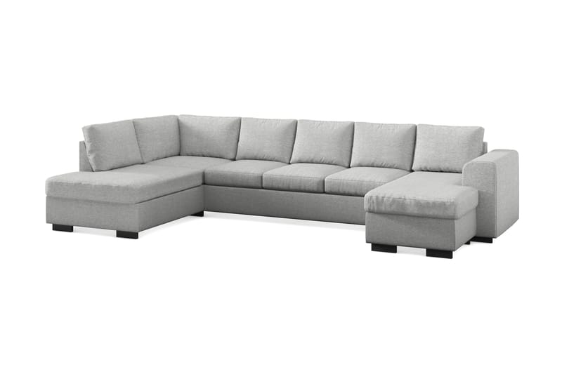 Link 5-seters Venstrevendt U-formet XX-Large Sofa med Divan og Sjeselong i Stoff - Lys grå - Møbler - Sofaer - U-sofa