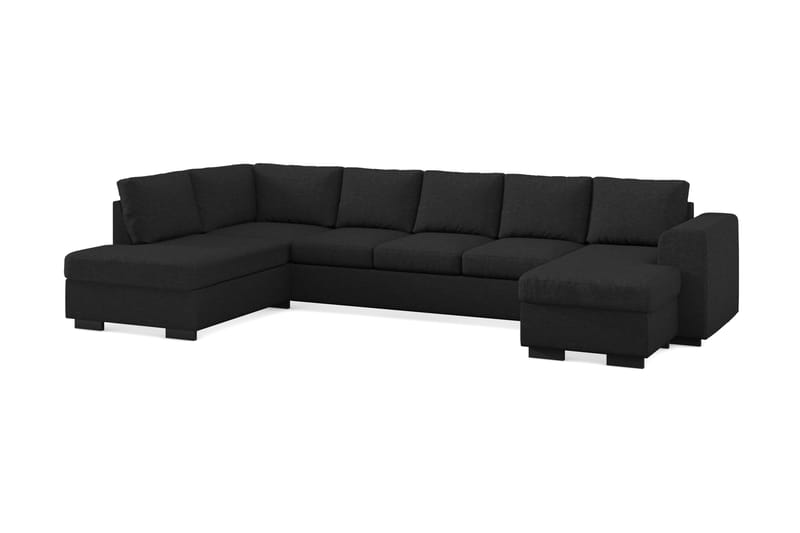 Link 5-seters Venstrevendt U-formet XX-Large Sofa med Divan og Sjeselong i Stoff - Svart - Møbler - Sofaer - U-sofa