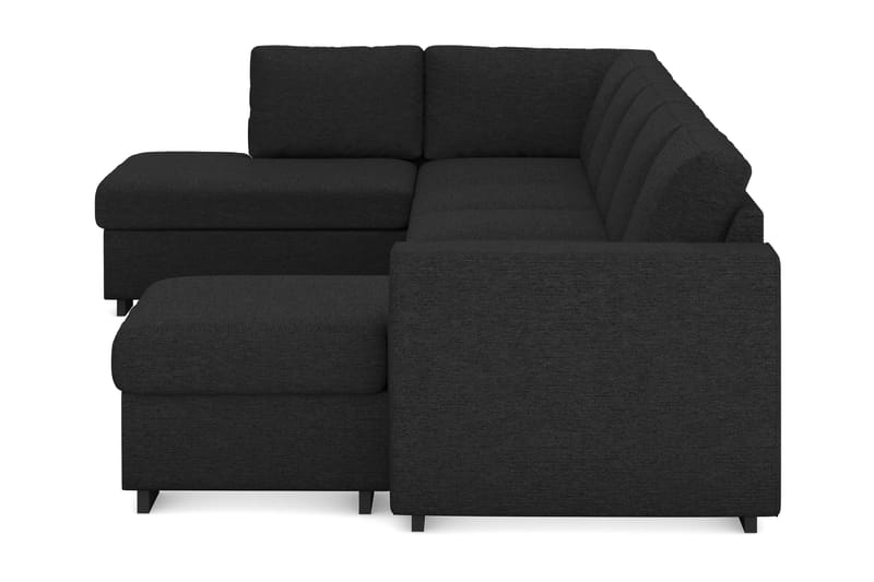 Link 5-seters Venstrevendt U-formet XX-Large Sofa med Divan og Sjeselong i Stoff - Svart - Møbler - Sofaer - U-sofa