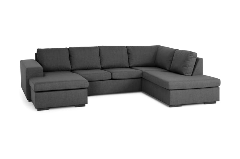 Memphis 4-seters Høyrevendt U-formet Sofa med Divan og Sjeselong i Stoff - Mørk grå - Møbler - Sofaer - U-sofa