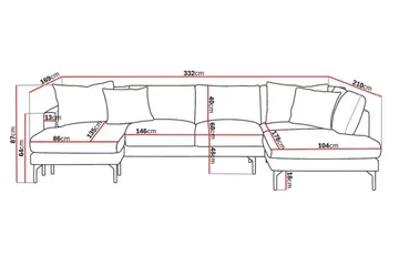 Menard 4-seters Høyrevendt Stor U-formet Dyp Sofa med Divan og Sjeselong i Manchester - Beige - Møbler - Sofaer - U-sofa