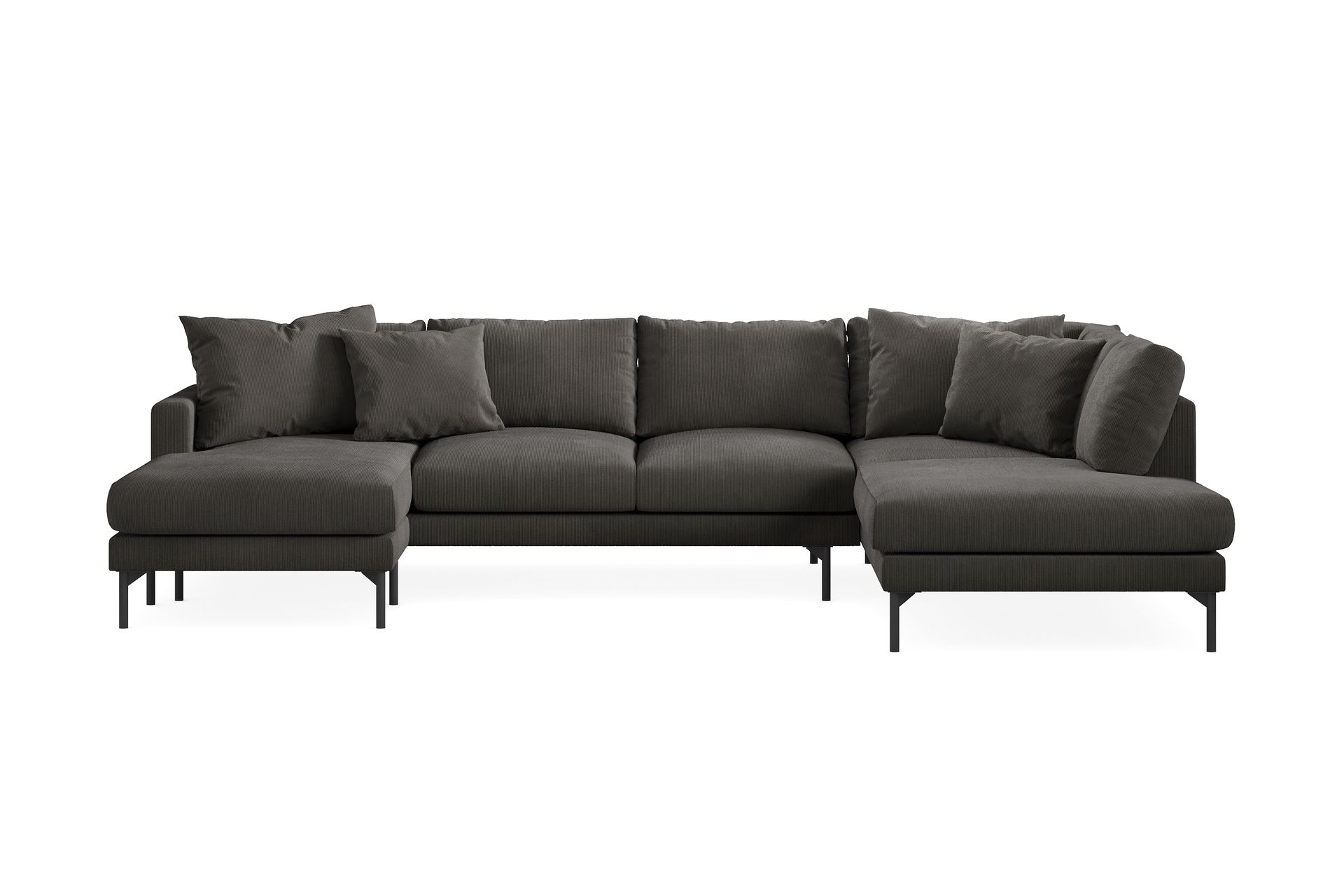 Menard 4-seters Høyrevendt Stor U-formet Dyp Sofa med Divan og Sjeselong i Manchester - Mørk grå - Møbler - Sofaer - U-sofa