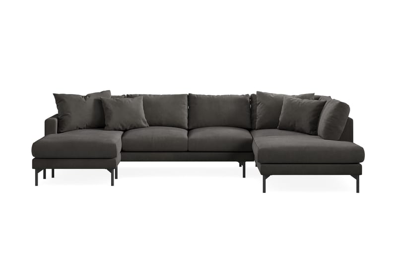 Menard 4-seters Høyrevendt Stor U-formet Dyp Sofa med Divan og Sjeselong i Manchester - Mørk grå - Møbler - Sofaer - U-sofa