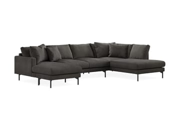 Menard 4-seters Høyrevendt Stor U-formet Dyp Sofa med Divan og Sjeselong i Manchester - Mørk grå - Møbler - Sofaer - U-sofa