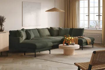 Menard 4-seters Høyrevendt Stor U-formet Dyp Sofa med Divan og Sjeselong i Manchester - Mørk grønn - Møbler - Sofaer - U-sofa