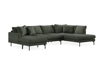 Menard 4-seters Høyrevendt Stor U-formet Dyp Sofa med Divan og Sjeselong i Manchester - Mørk grønn - Møbler - Sofaer - U-sofa
