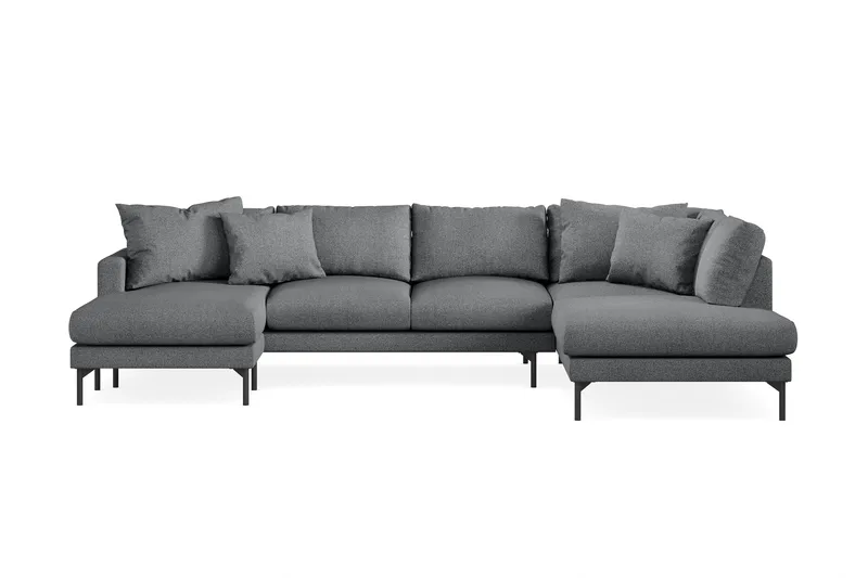 Menard 4-seters Høyrevendt Stor U-formet Dyp Sofa med Divan og Sjeselong i Stoff - Mørk grå - Møbler - Sofaer - U-sofa