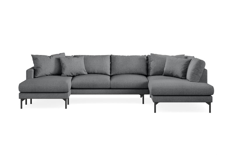 Menard 4-seters Høyrevendt Stor U-formet Dyp Sofa med Divan og Sjeselong i Stoff - Mørk grå - Møbler - Sofaer - U-sofa