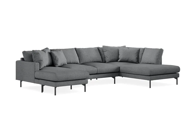 Menard 4-seters Høyrevendt Stor U-formet Dyp Sofa med Divan og Sjeselong i Stoff - Mørk grå - Møbler - Sofaer - U-sofa
