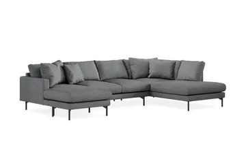 Menard 4-seters Høyrevendt Stor U-formet Dyp Sofa med Divan og Sjeselong i Stoff - Mørk grå - Møbler - Sofaer - U-sofa
