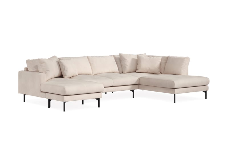 Menard 4-seters Høyrevendt U-formet Sofa med Divan og Sjeselong i Manchester - Beige - Møbler - Sofaer - U-sofa