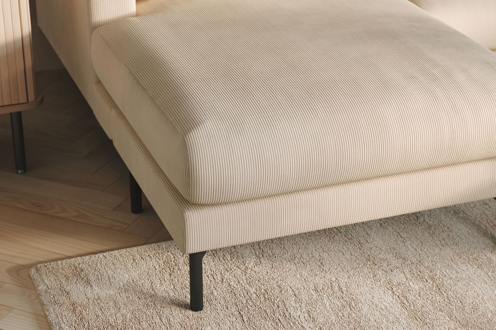 Menard 4-seters Høyrevendt U-formet Sofa med Divan og Sjeselong i Manchester - Beige - Møbler - Sofaer - U-sofa