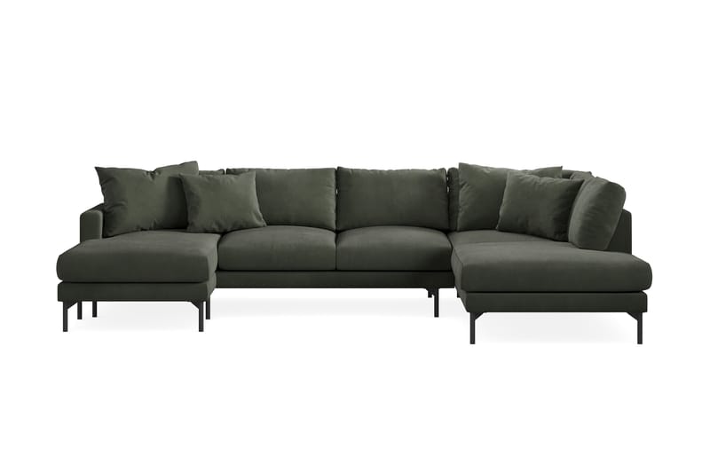 Menard 4-seters Høyrevendt U-formet Sofa med Divan og Sjeselong i Manchester - Mørk grønn - Møbler - Sofaer - U-sofa
