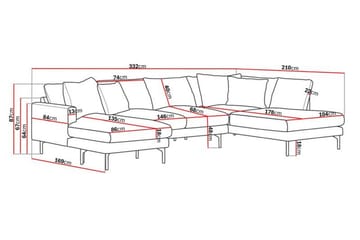 Menard 4-seters Høyrevendt U-formet Sofa med Divan og Sjeselong i Stoff - Grå - Møbler - Sofaer - U-sofa