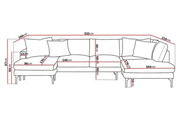 Menard 4-seters Høyrevendt U-formet Sofa med Divan og Sjeselong i Stoff - Grå - Møbler - Sofaer - U-sofa