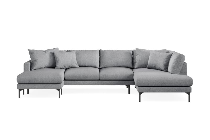 Menard 4-seters Høyrevendt U-formet Sofa med Divan og Sjeselong i Stoff - Grå - Møbler - Sofaer - U-sofa