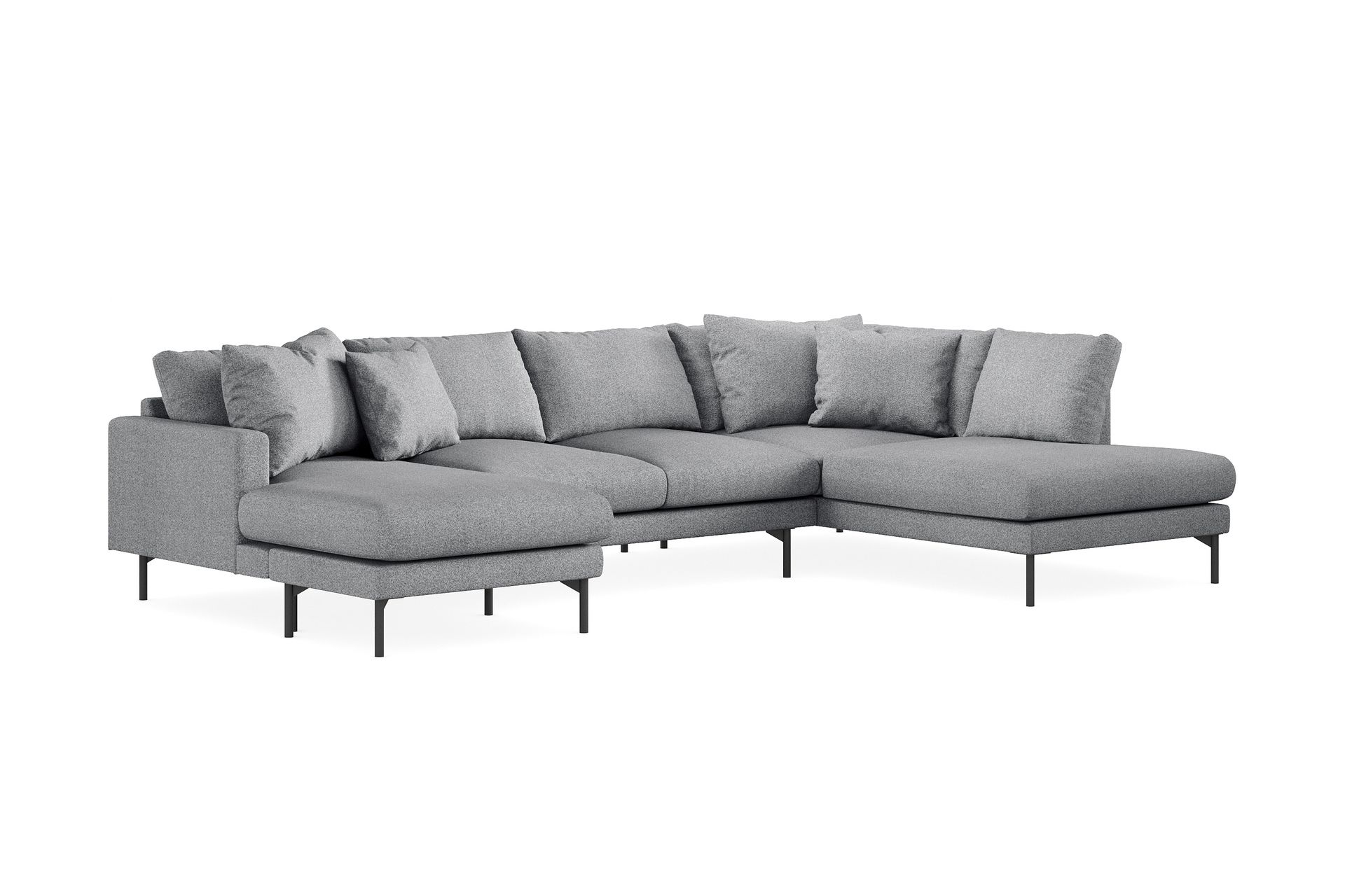 Menard 4-seters Høyrevendt U-formet Sofa med Divan og Sjeselong i Stoff - Grå - Møbler - Sofaer - U-sofa
