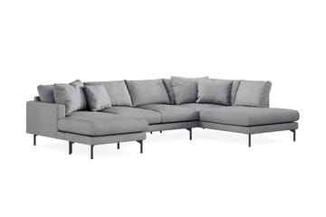 Menard 4-seters Høyrevendt U-formet Sofa med Divan og Sjeselong i Stoff - Grå - Møbler - Sofaer - U-sofa