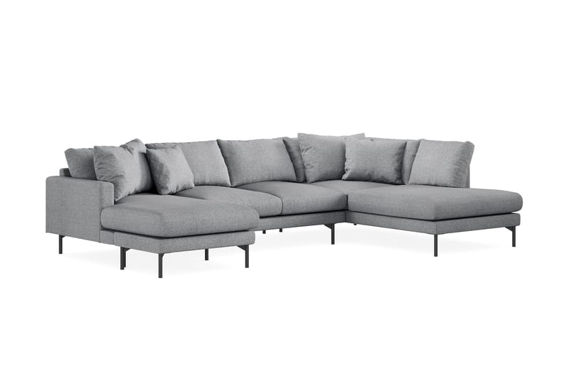 Menard 4-seters Høyrevendt U-formet Sofa med Divan og Sjeselong i Stoff - Grå - Møbler - Sofaer - U-sofa