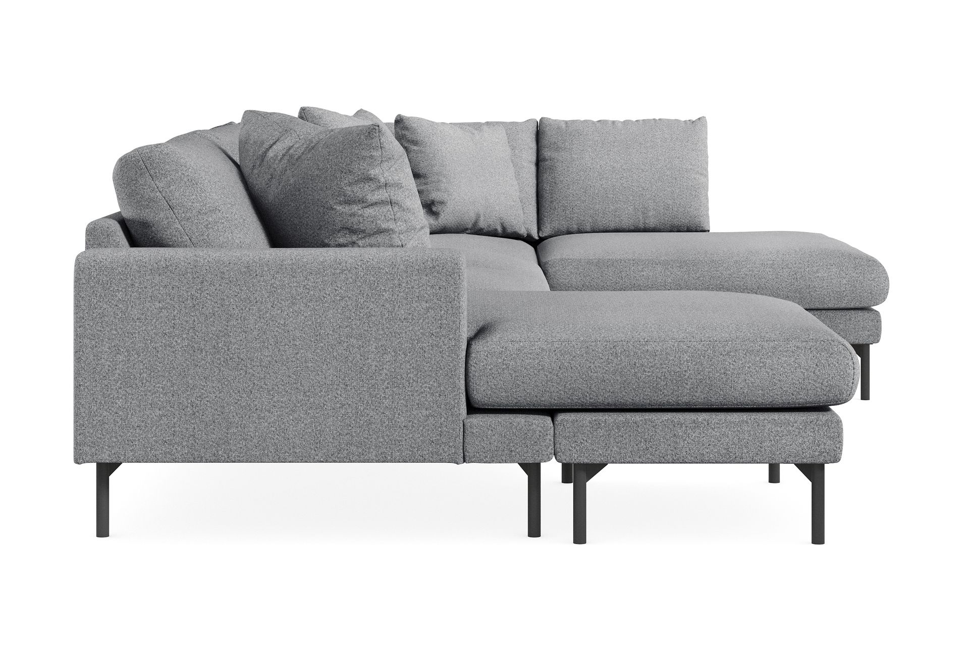 Menard 4-seters Høyrevendt U-formet Sofa med Divan og Sjeselong i Stoff - Grå - Møbler - Sofaer - U-sofa
