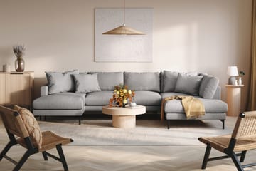 Menard 4-seters Høyrevendt U-formet Sofa med Divan og Sjeselong i Stoff - Grå - Møbler - Sofaer - U-sofa