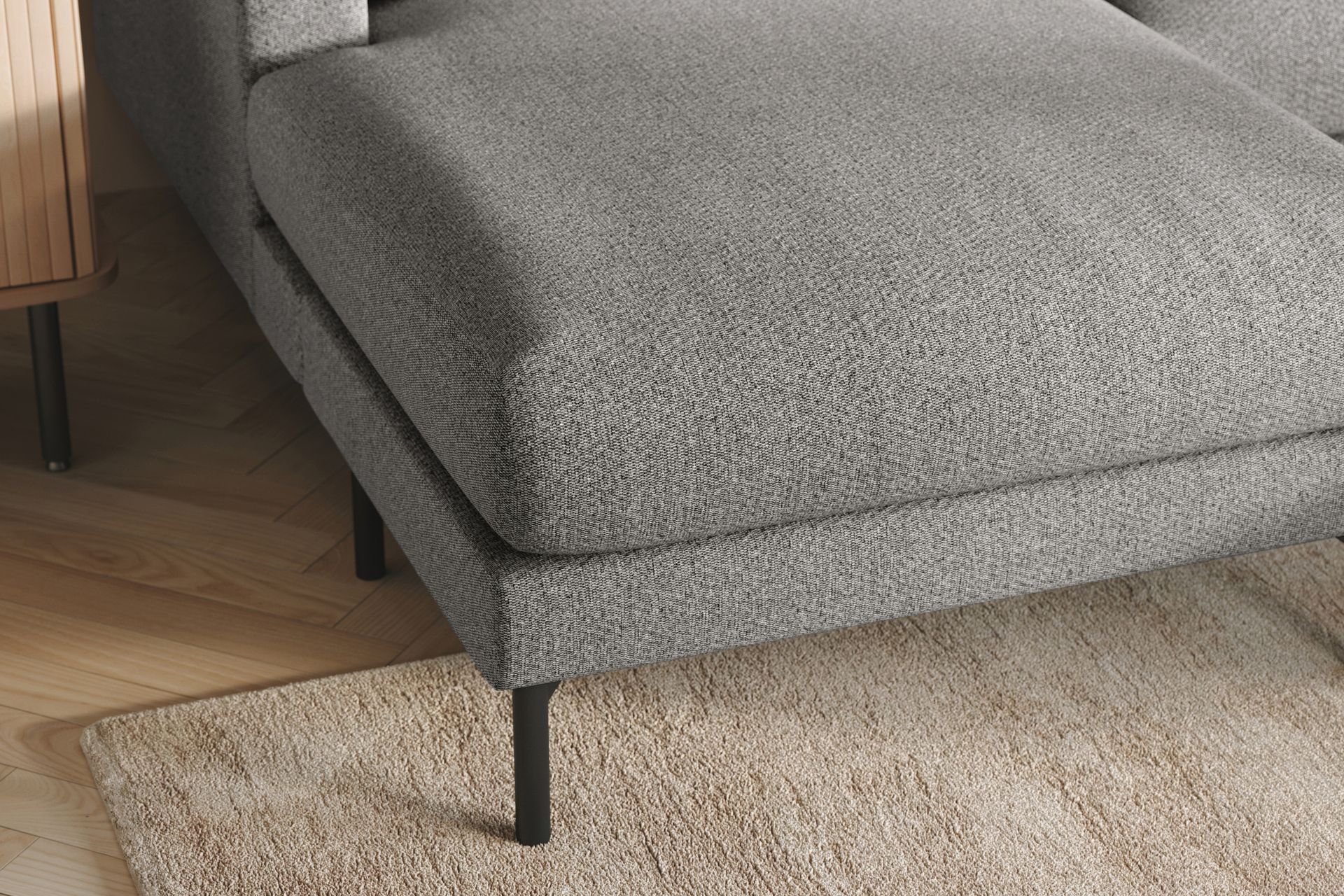 Menard 4-seters Høyrevendt U-formet Sofa med Divan og Sjeselong i Stoff - Grå - Møbler - Sofaer - U-sofa