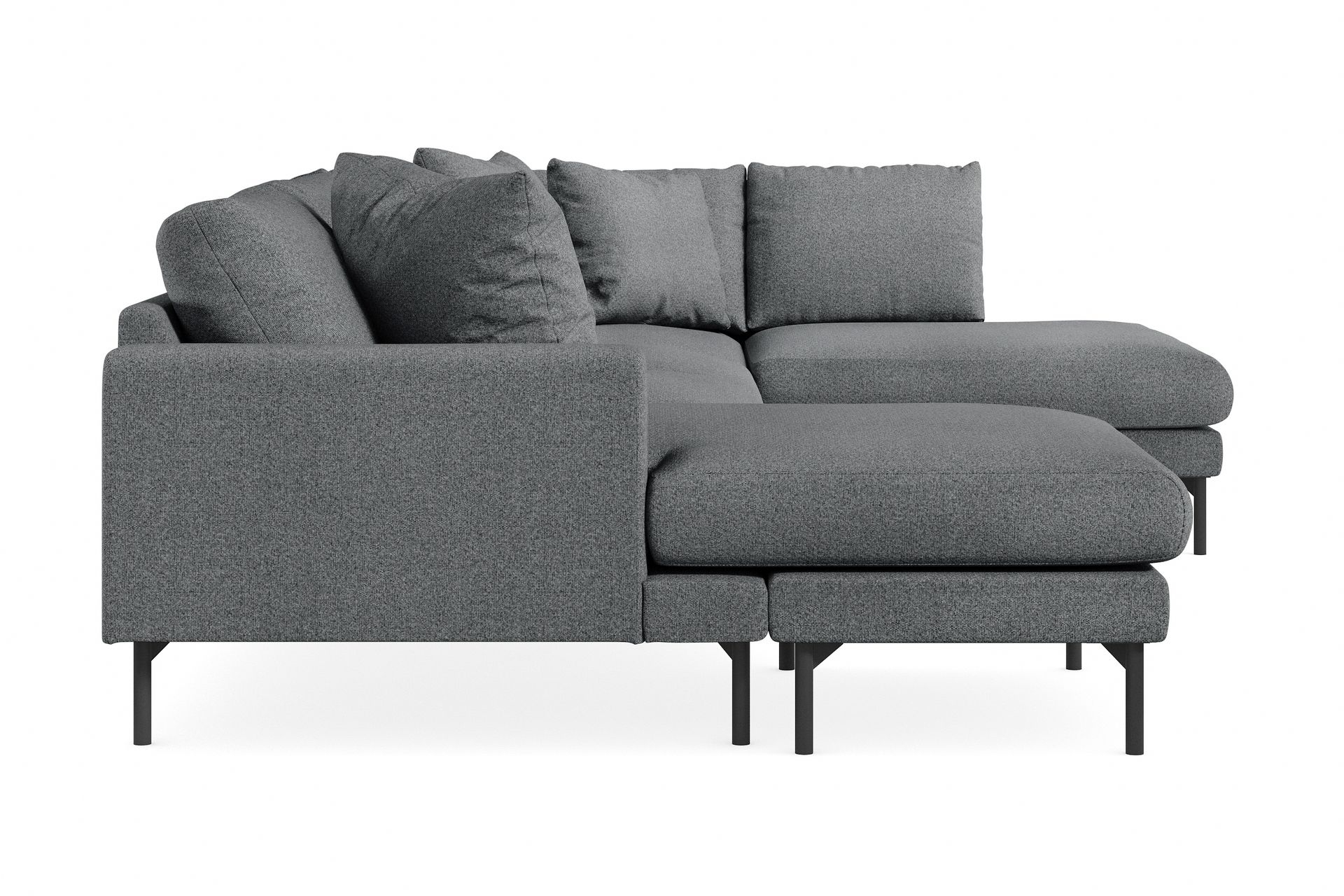 Menard 4-seters Høyrevendt U-formet Sofa med Divan og Sjeselong i Stoff - Mørk grå - Møbler - Sofaer - U-sofa