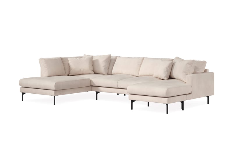 Menard 4-seters Venstrevendt Stor U-formet Dyp Large Sofa med Divan og Sjeselong i Manchester - Beige - Møbler - Sofaer - U-sofa