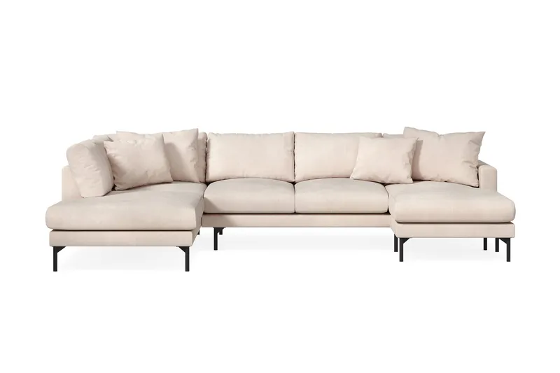 Menard 4-seters Venstrevendt Stor U-formet Dyp Large Sofa med Divan og Sjeselong i Manchester, Beige