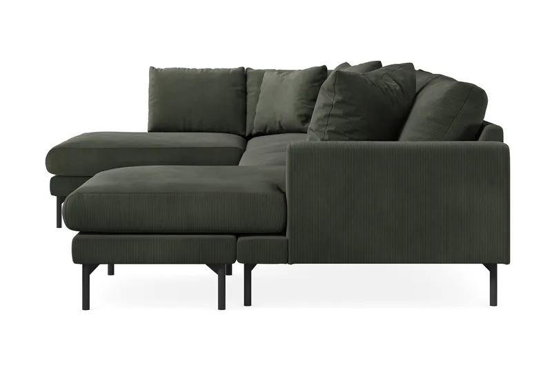 Menard 4-seters Venstrevendt Stor U-formet Dyp Sofa med Divan og Sjeselong i Manchester - Mørk grønn - Møbler - Sofaer - U-sofa