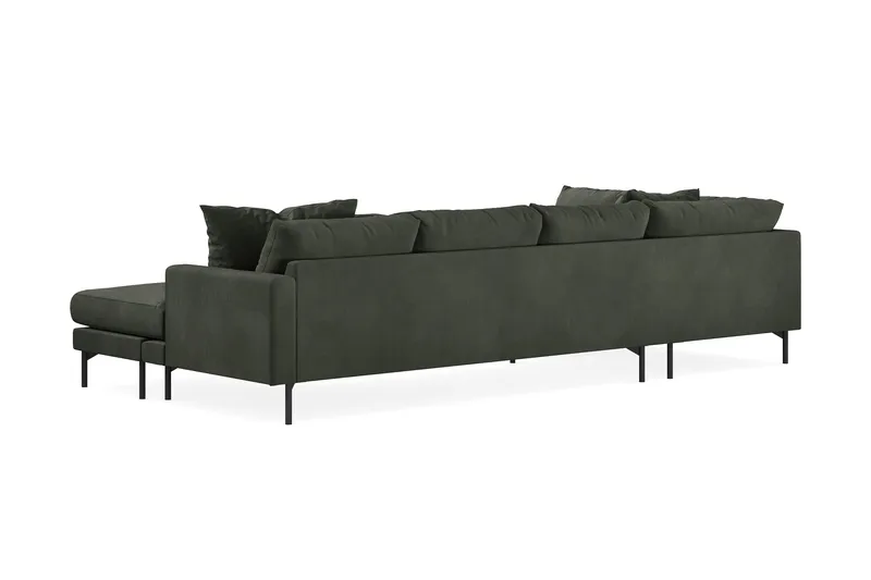Menard 4-seters Venstrevendt Stor U-formet Dyp Sofa med Divan og Sjeselong i Manchester - Mørk grønn - Møbler - Sofaer - U-sofa
