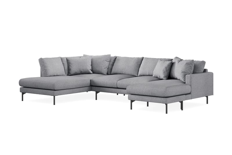 Menard 4-seters Venstrevendt Stor U-formet Dyp Sofa med Divan og Sjeselong i Stoff - Grå - Møbler - Sofaer - U-sofa