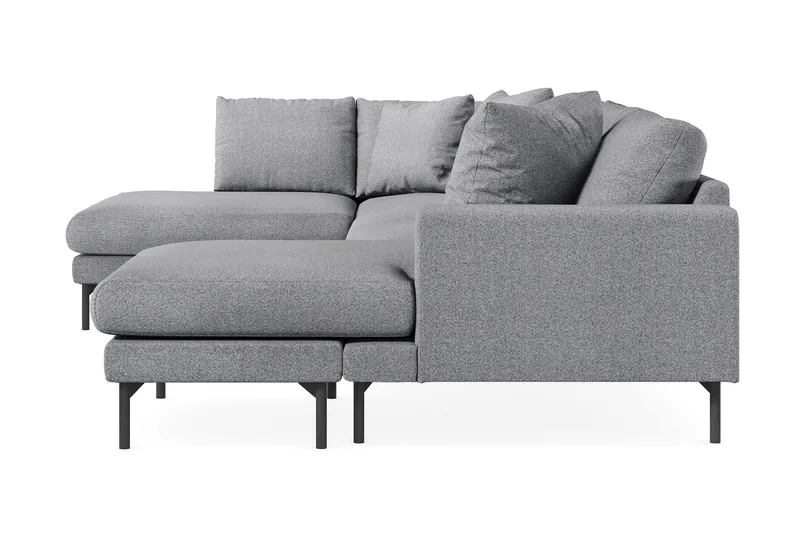 Menard 4-seters Venstrevendt Stor U-formet Dyp Sofa med Divan og Sjeselong i Stoff - Grå - Møbler - Sofaer - U-sofa