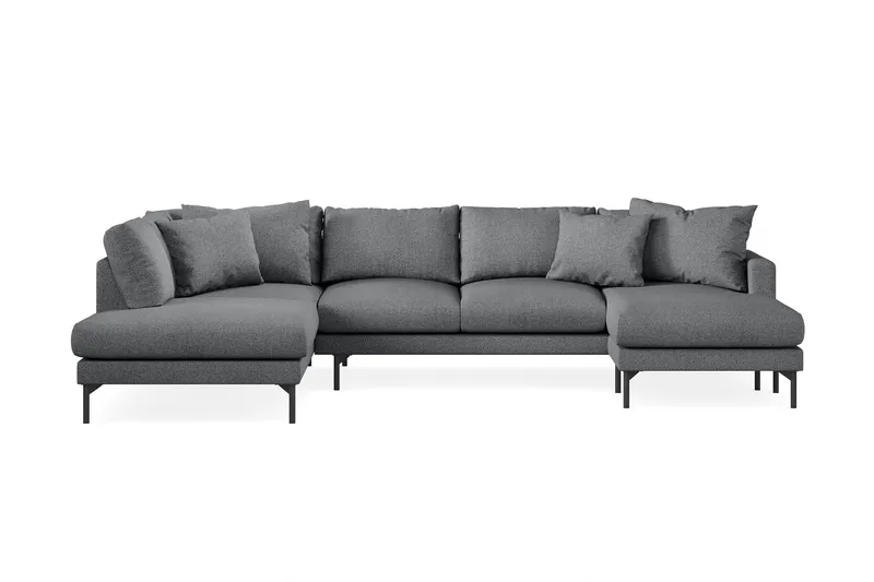 Menard 4-seters Venstrevendt Stor U-formet Dyp Sofa med Divan og Sjeselong i Stoff - Mørk grå - Møbler - Sofaer - U-sofa