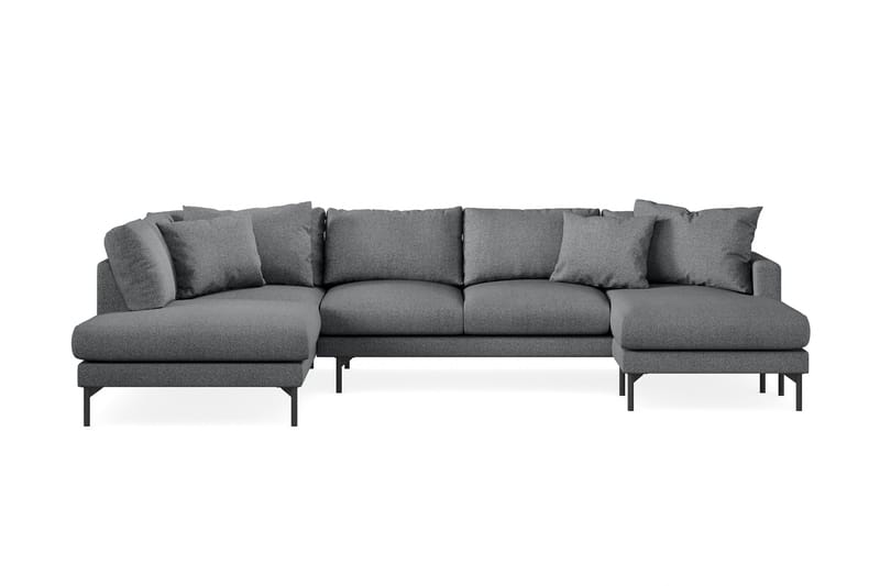 Menard 4-seters Venstrevendt Stor U-formet Dyp Sofa med Divan og Sjeselong i Stoff - Mørk grå - Møbler - Sofaer - U-sofa