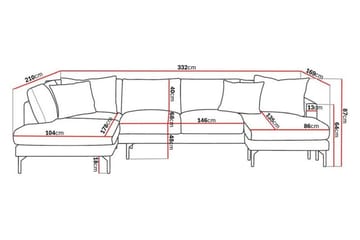 Menard 4-seters Venstrevendt U-formet Sofa med Divan og Sjeselong i Manchester - Grå - Møbler - Sofaer - U-sofa