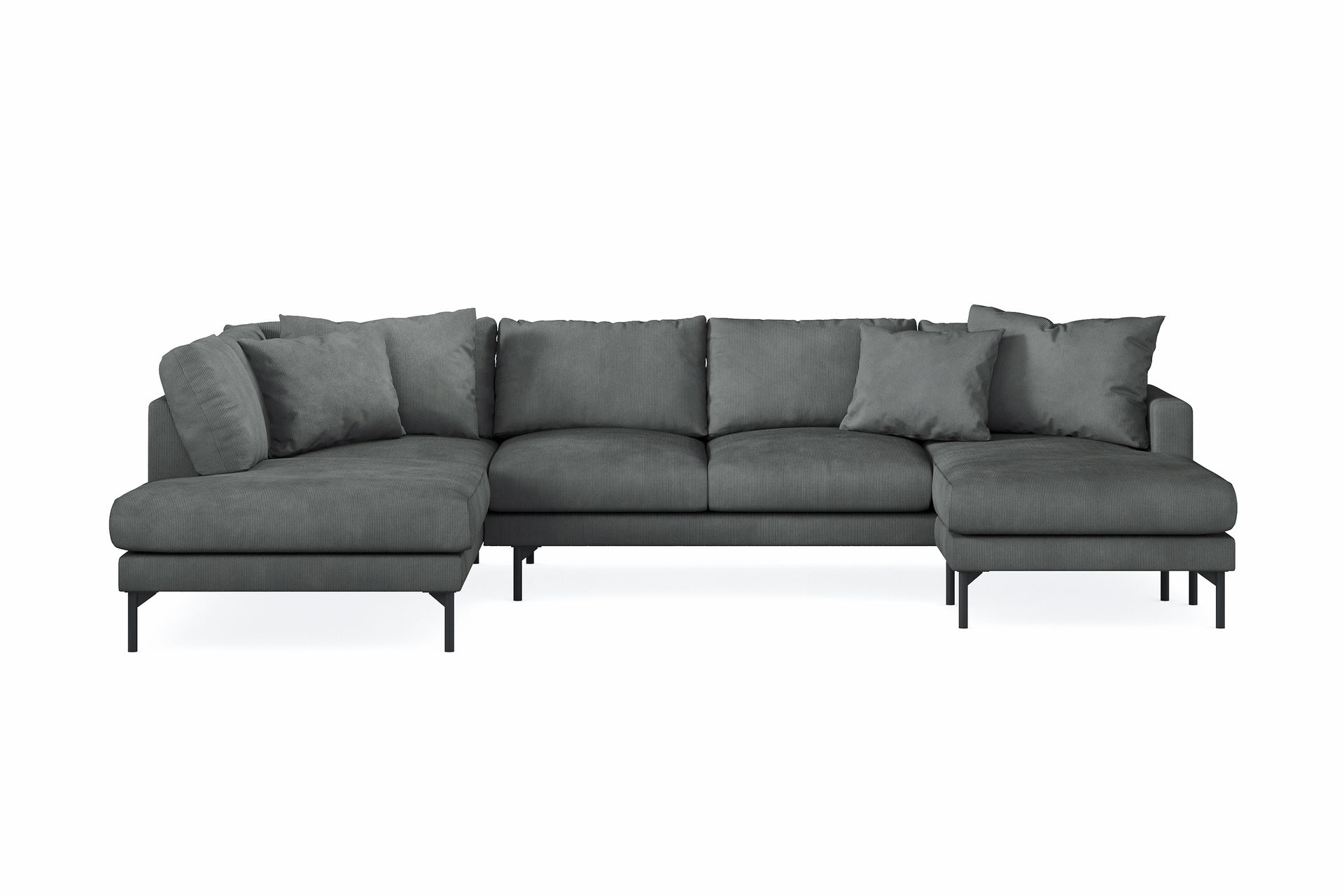 Menard 4-seters Venstrevendt U-formet Sofa med Divan og Sjeselong i Manchester - Grå - Møbler - Sofaer - U-sofa