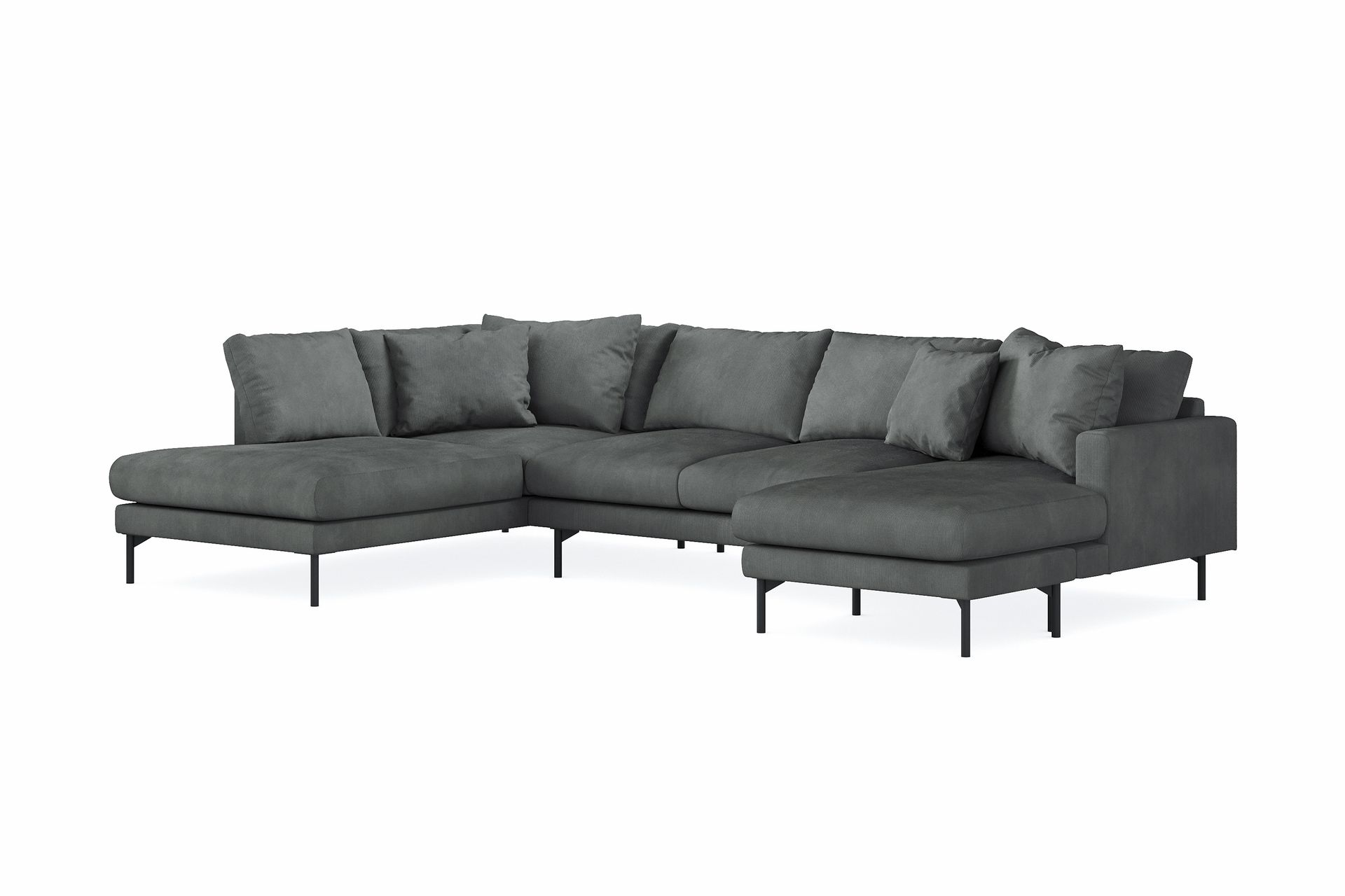 Menard 4-seters Venstrevendt U-formet Sofa med Divan og Sjeselong i Manchester - Grå - Møbler - Sofaer - U-sofa