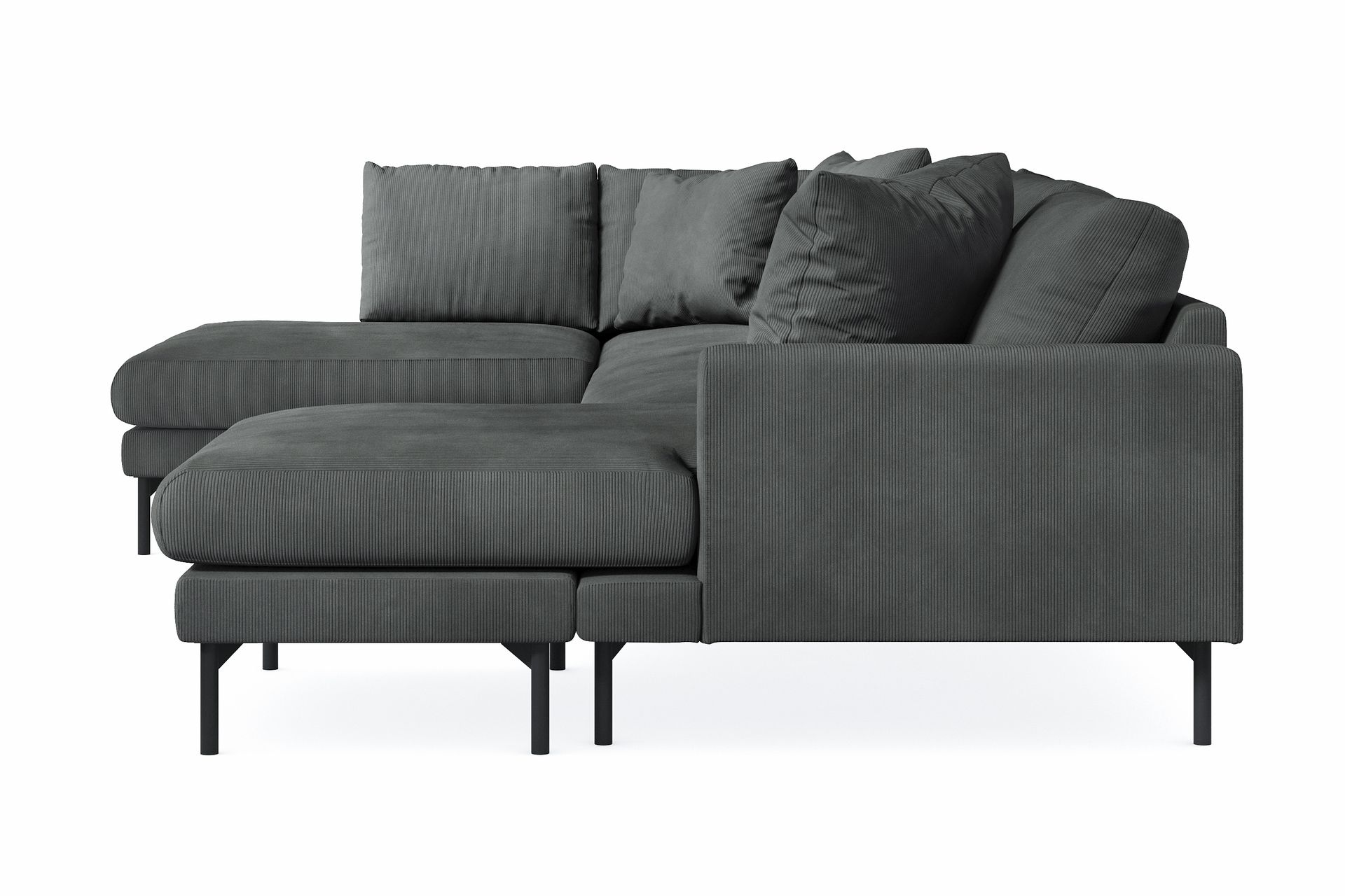 Menard 4-seters Venstrevendt U-formet Sofa med Divan og Sjeselong i Manchester - Grå - Møbler - Sofaer - U-sofa