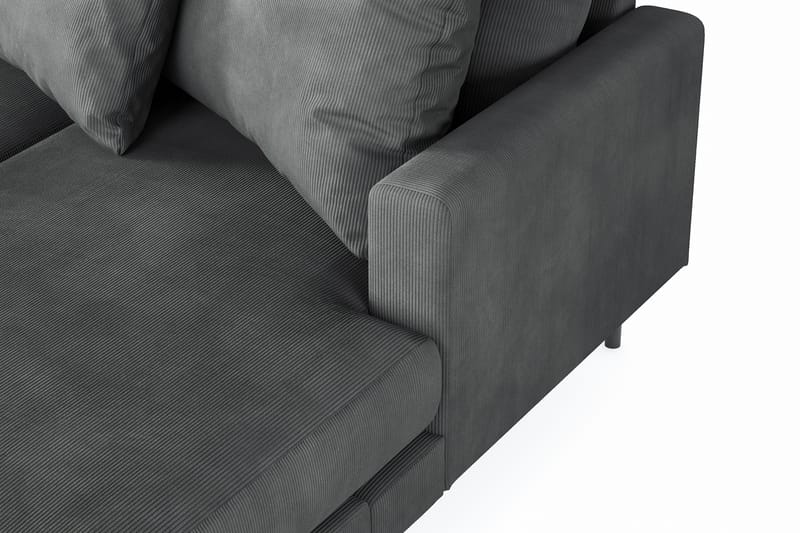 Menard 4-seters Venstrevendt U-formet Sofa med Divan og Sjeselong i Manchester - Grå - Møbler - Sofaer - U-sofa