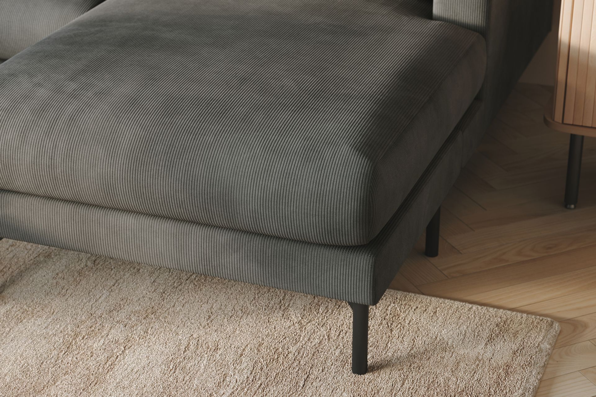 Menard 4-seters Venstrevendt U-formet Sofa med Divan og Sjeselong i Manchester - Grå - Møbler - Sofaer - U-sofa