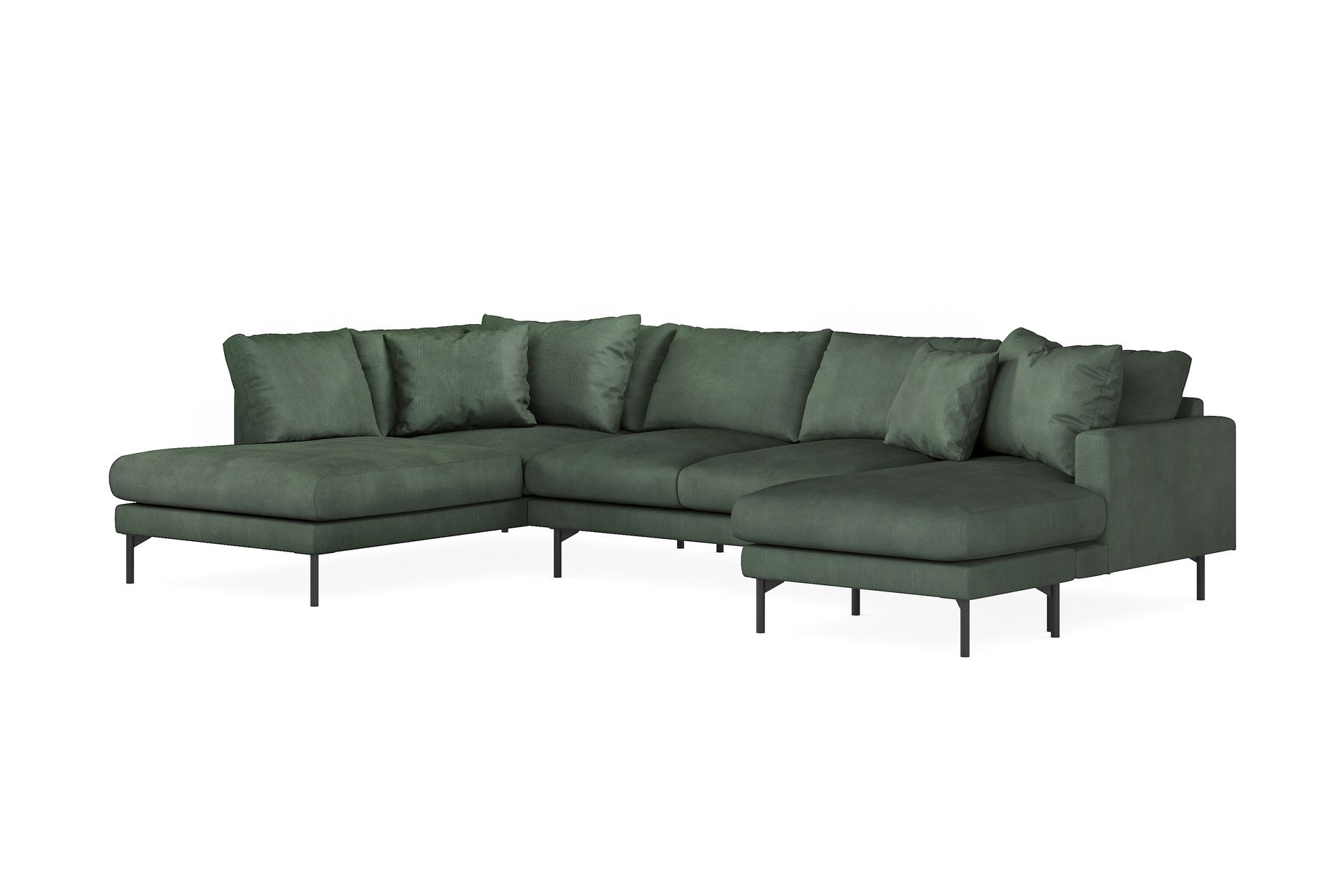 Menard 4-seters Venstrevendt U-formet Sofa med Divan og Sjeselong i Manchester - Grønn - Møbler - Sofaer - U-sofa
