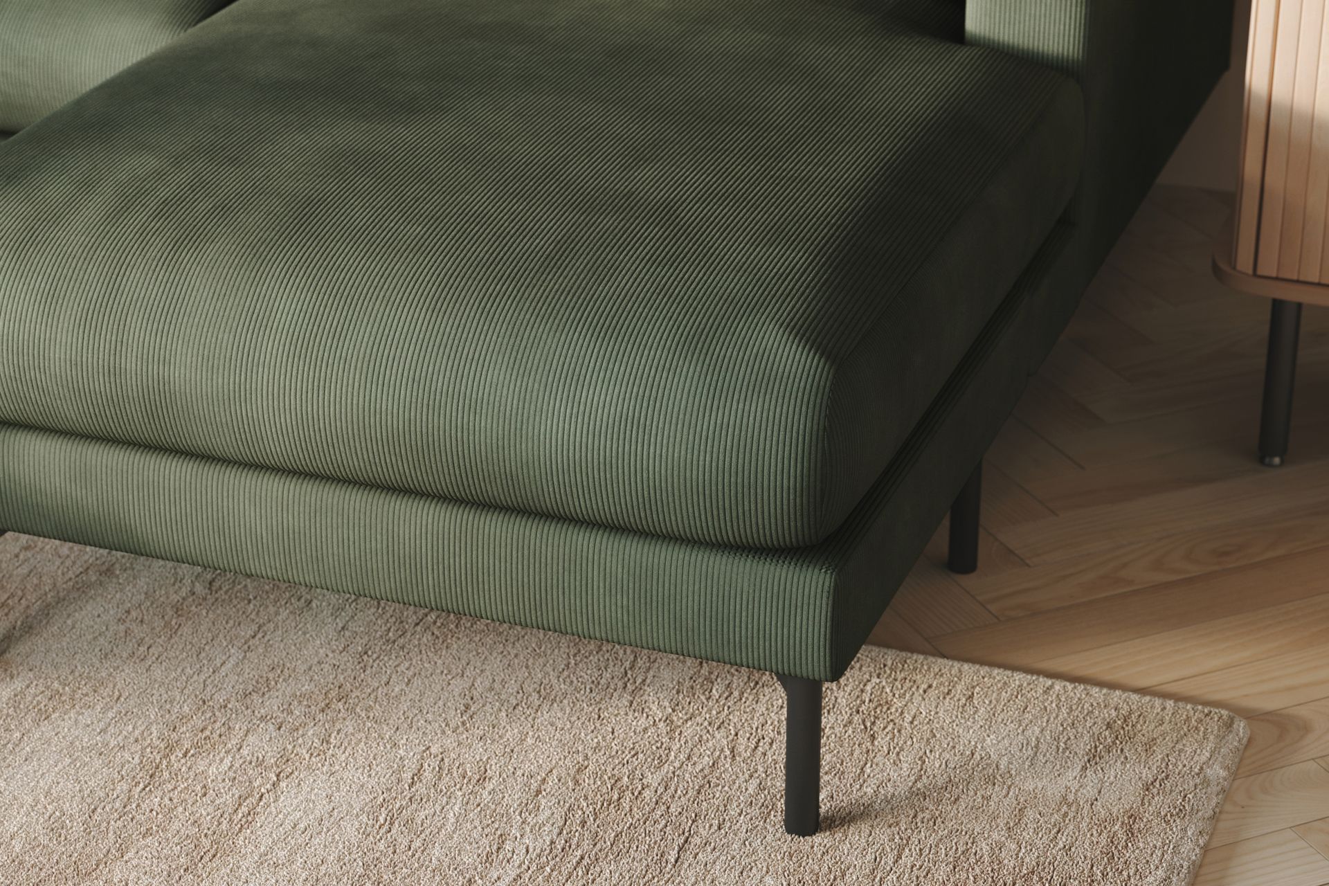 Menard 4-seters Venstrevendt U-formet Sofa med Divan og Sjeselong i Manchester - Grønn - Møbler - Sofaer - U-sofa