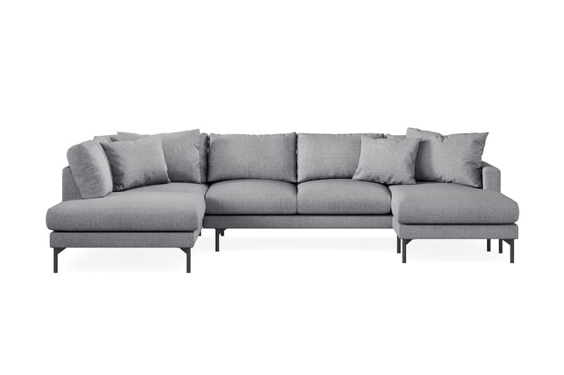 Menard 4-seters Venstrevendt U-formet Sofa med Divan og Sjeselong i Stoff - Grå - Møbler - Sofaer - U-sofa