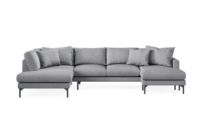Menard 4-seters Venstrevendt U-formet Sofa med Divan og Sjeselong i Stoff - Grå - Møbler - Sofaer - U-sofa