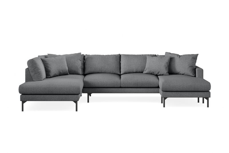 Menard 4-seters Venstrevendt U-formet Sofa med Divan og Sjeselong i Stoff - Mørk grå - Møbler - Sofaer - U-sofa
